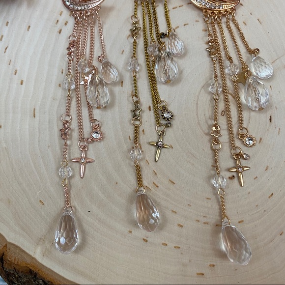 Crystal Moon Hair Clip with Star & Crystal Tassels - Picture 15 of 16